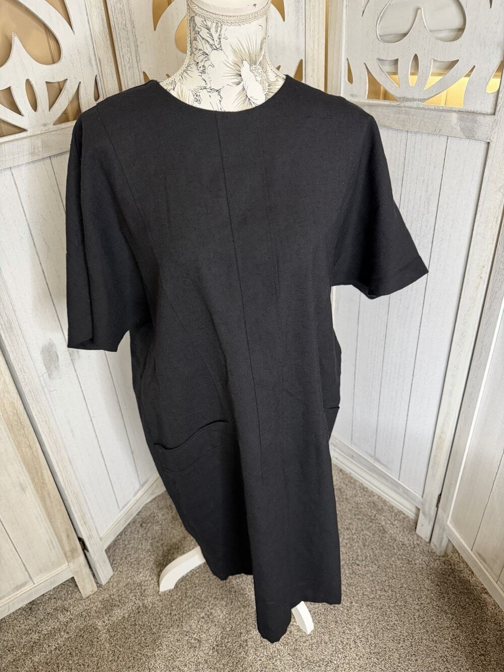 Vintage Lagenlook Midi Dress Basic Modest Secretary Size 16 USA Made